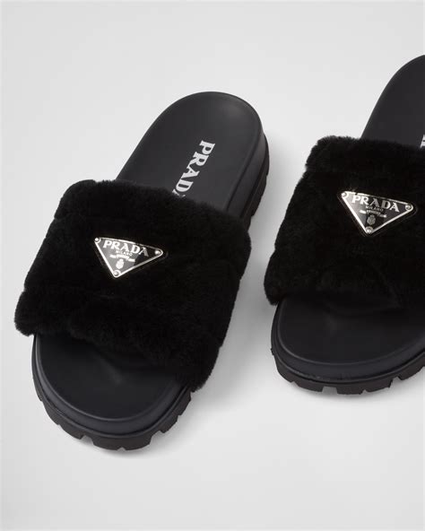 prada shearling|prada quilted slides.